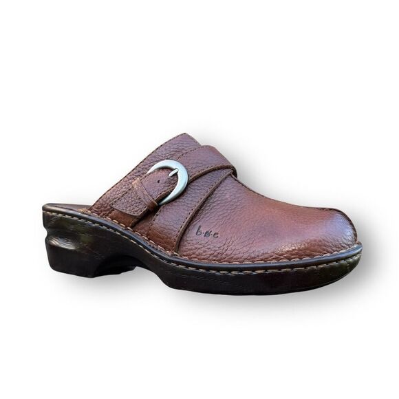 b.o.c. Women's Brown Leather Slip-On Mules Clogs Size 9 Chunky boho - Picture 1 of 11